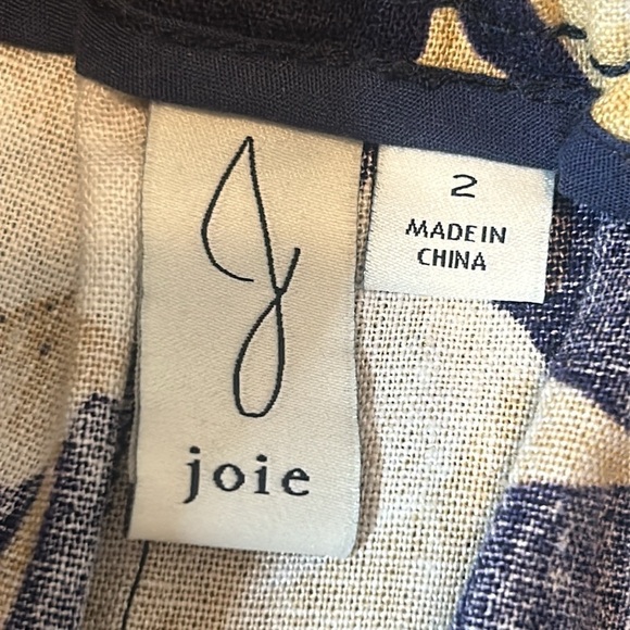 JOIE Linen Blend Wide Leg Flare Tropical Print Cropped Palazzo Pants Size 2 - Picture 8 of 11